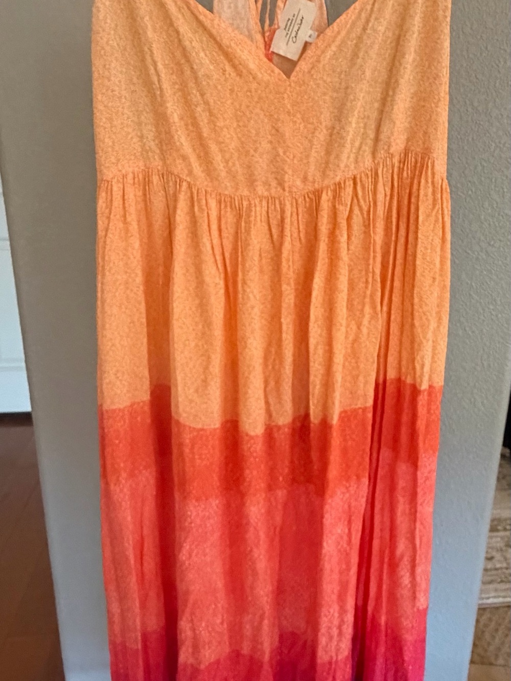 Anthropologie Peach to Coral Ombre Maxi Dress